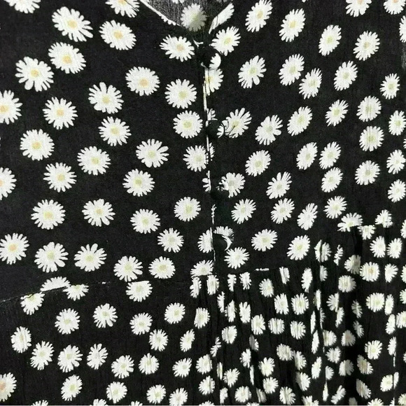 Justify Black Tiered Mini Dress with Daisies and Buttons Size S - Picture 3 of 5